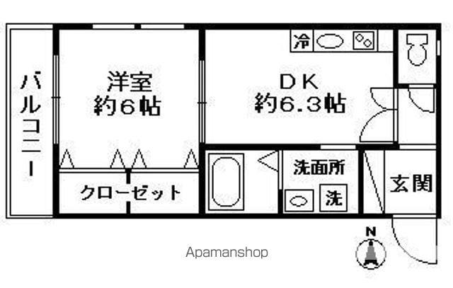 リブレア香住ヶ丘(1DK/1階)の間取り写真