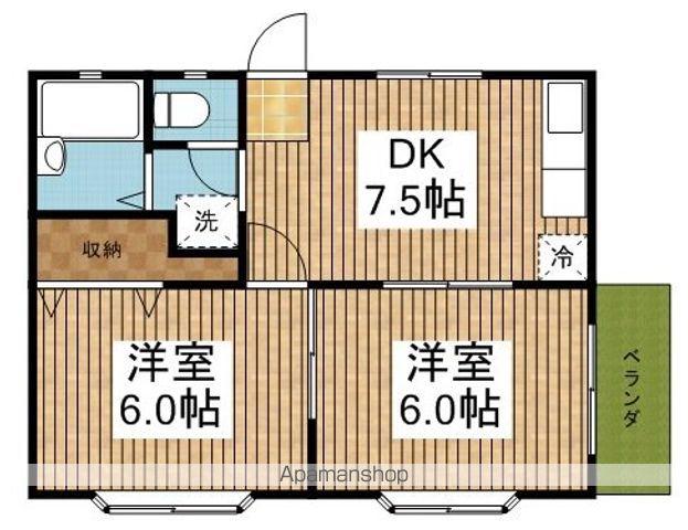 メイプルタウン(2DK/1階)の間取り写真