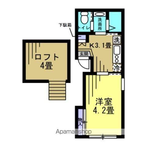 アクアシティ東中神3(1K/2階)の間取り写真