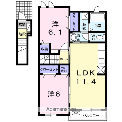 アンジュ・アームス(2LDK/2階)の間取り写真