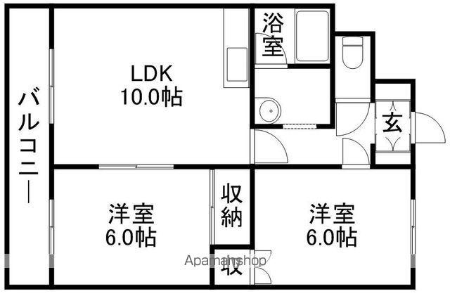 メゾンドボワール南郷(2LDK/3階)の間取り写真