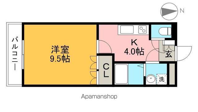 グランディール城山(1K/2階)の間取り写真