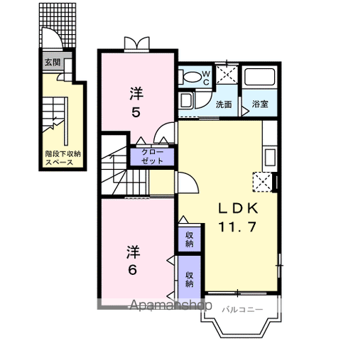 メゾンリーブルB(2LDK/2階)の間取り写真