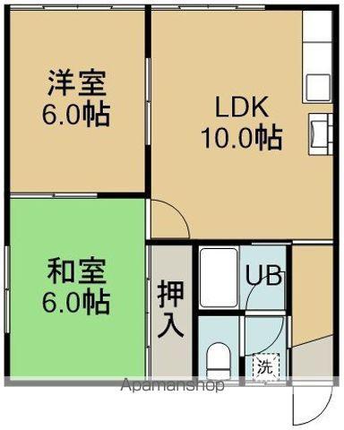 グリーンパークキャピタン(2LDK/2階)の間取り写真
