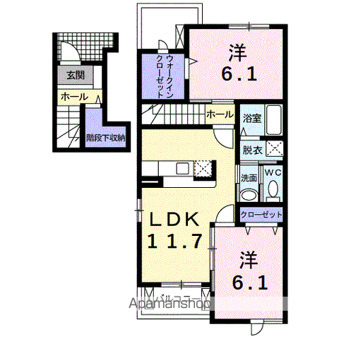 グラースメゾン(2LDK/2階)の間取り写真