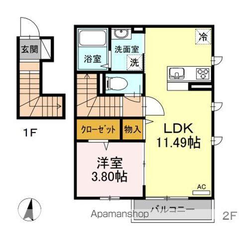 クレア富士見台(1LDK/2階)の間取り写真