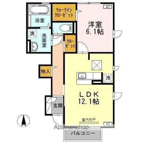 プラムコート木田A(1LDK/1階)の間取り写真
