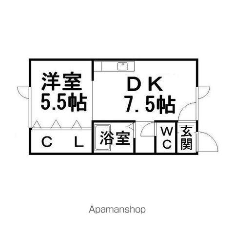 フィールドハウスⅡ(1DK/1階)の間取り写真
