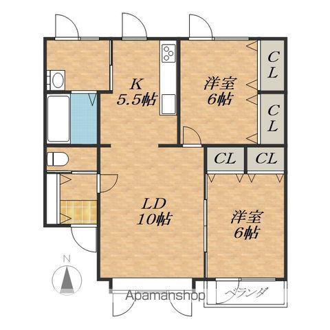 グリーンキャッスル(2LDK/2階)の間取り写真