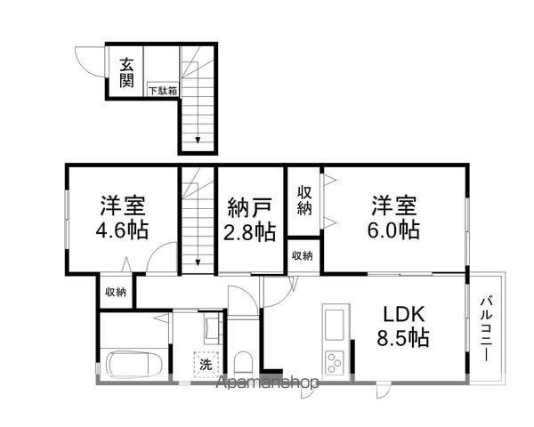 PLAISIR堅田B棟(2SLDK/2階)の間取り写真