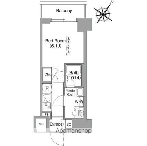 コンフォリア・リヴ横浜阪東橋(1K/10階)の間取り写真