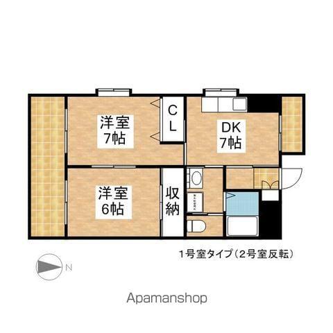 敷島ビル(2DK/3階)の間取り写真
