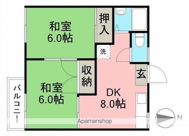 コーポ キラ(2DK/2階)の間取り写真