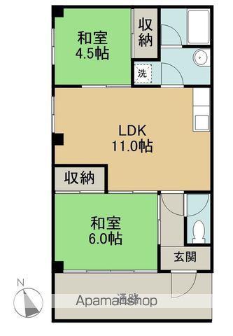 ドミール近藤(2LDK/3階)の間取り写真