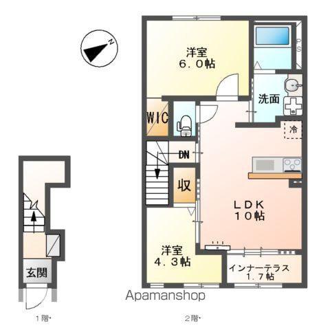 チェンバー(2LDK/2階)の間取り写真