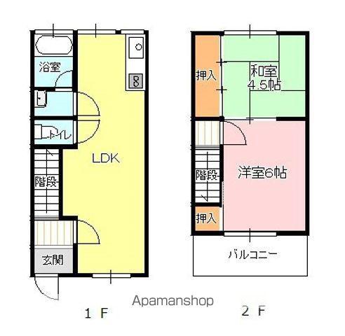 コーポパルコ2号棟(2LDK/1階)の間取り写真