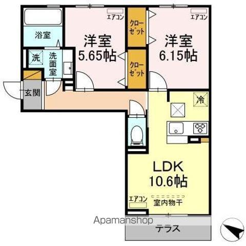 BLESS 蘇我(2LDK/1階)の間取り写真