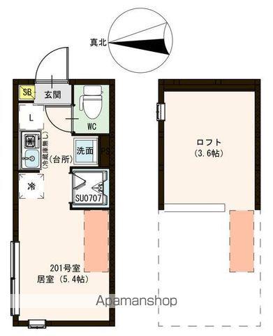 ハーモニーテラス中村南(ワンルーム/2階)の間取り写真