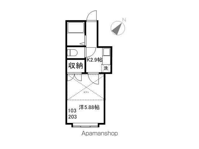 サンドヒルズ新潟大学(1K/2階)の間取り写真
