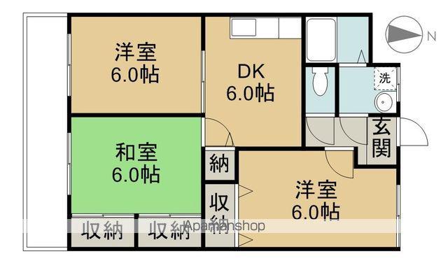 石川勉マンション(3DK/2階)の間取り写真