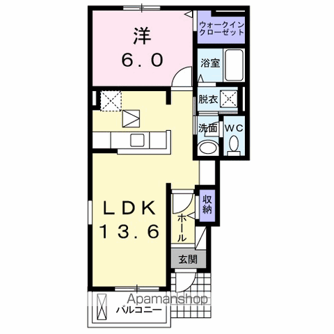 プランタンコートⅤ(1LDK/1階)の間取り写真