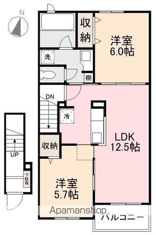 パークサイドヒルズ国分寺A・B・C・D(2LDK/2階)の間取り写真