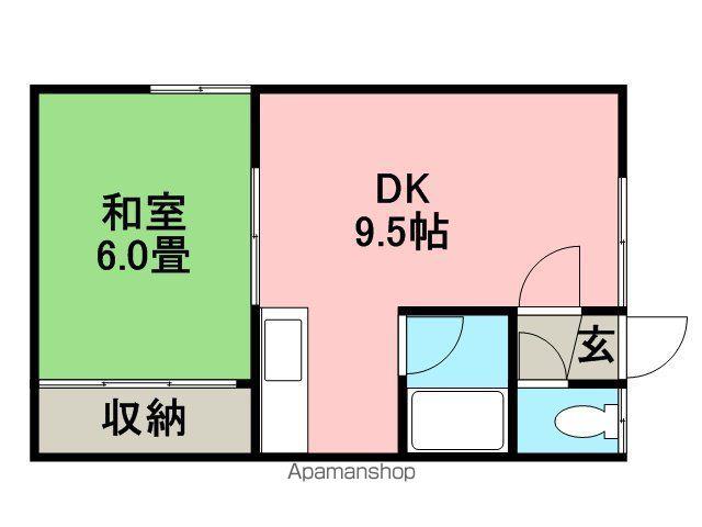 ハイツ越後屋(1DK/2階)の間取り写真