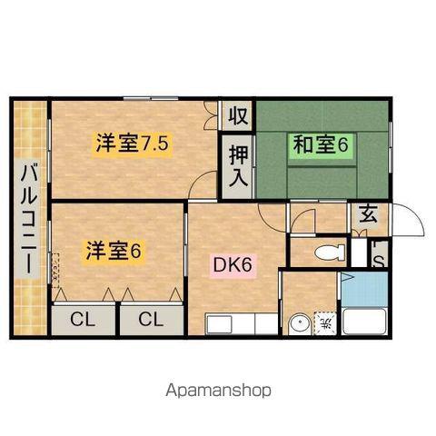 オーキッドエステイトⅠ棟(3DK/2階)の間取り写真