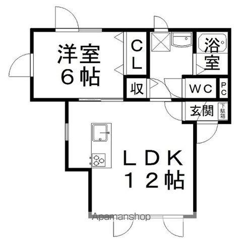 ポプリハウス(1LDK/1階)の間取り写真