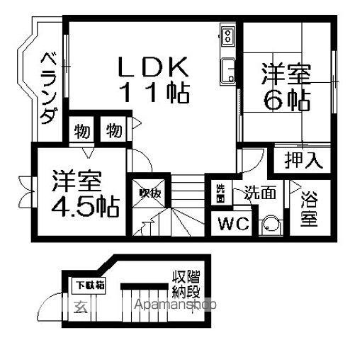 ロジュマン・ラフィネA棟(2LDK/2階)の間取り写真