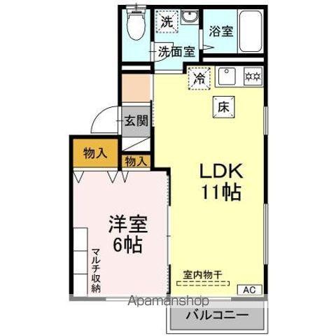 アパートメントコア β(1LDK/1階)の間取り写真