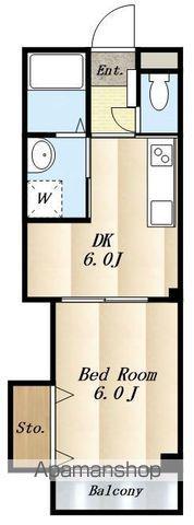 ウィステリア・カミゴ(1DK/3階)の間取り写真