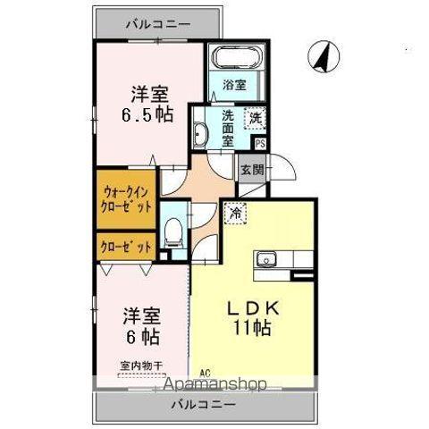 レイクサイド B(2LDK/3階)の間取り写真