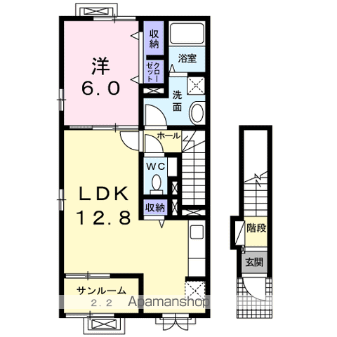 リリアーナA(1LDK/2階)の間取り写真