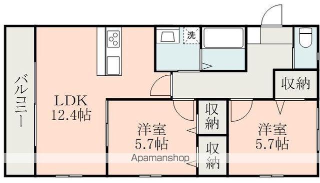 RUK IA 龍田(2LDK/2階)の間取り写真