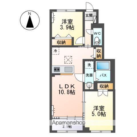 笹谷字古屋前アパート(2LDK/1階)の間取り写真