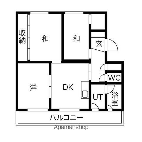 パークヒルズ真々地Ⅱ(3DK/3階)の間取り写真