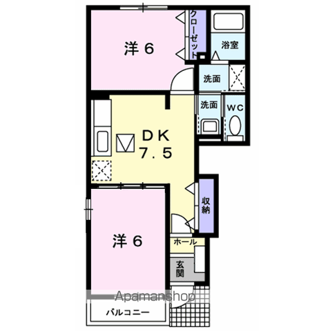 アンジュメゾン Ⅰ(2DK/1階)の間取り写真