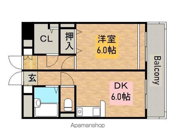ふぁみーゆ永代町(1DK/8階)の間取り写真