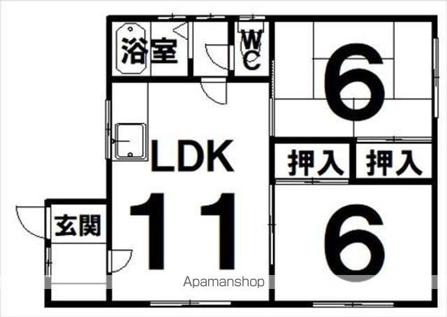 根室本線 帯広駅 徒歩27分 1階建 築37年(2LDK)の間取り写真