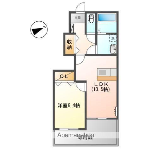 ベルフレーズB棟(1LDK/1階)の間取り写真