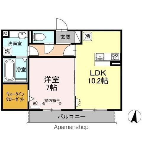 ウエスト サイド レジデンス(1LDK/2階)の間取り写真