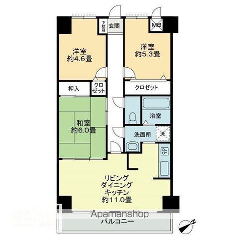 エスポワール辻(3LDK/4階)の間取り写真