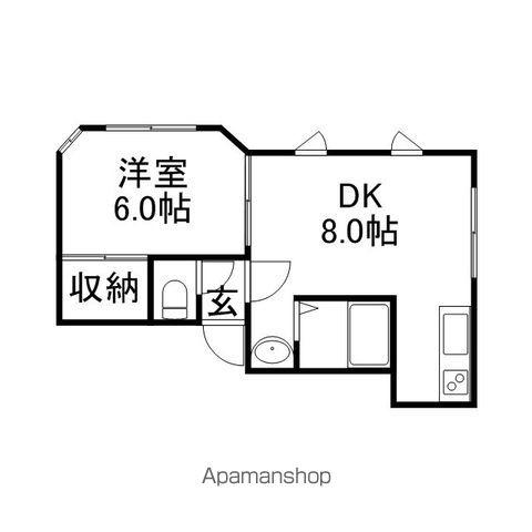 瀬比亜館北10条(1LDK/2階)の間取り写真
