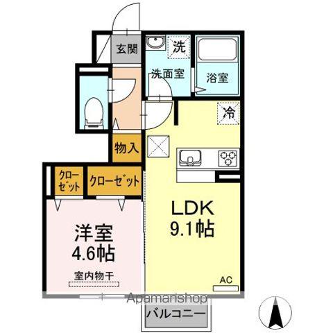 ゼフィール(1LDK/1階)の間取り写真
