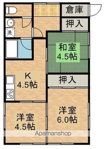 日豊本線 都城駅 バス乗車時間：18分 上長飯バス停で下車 徒歩6分 1階建 築41年(3K)の間取り写真