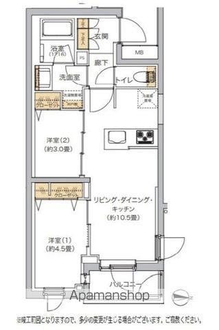リビオメゾン湯島(2LDK/3階)の間取り写真