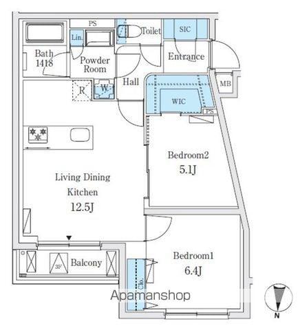 SOLASIARESIDENCE亀戸(2LDK/2階)の間取り写真