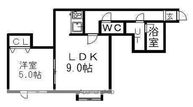 リッセ・Ⅰ(1LDK/2階)の間取り写真