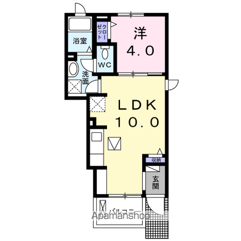 アクアサイド 弐番館(1LDK/1階)の間取り写真